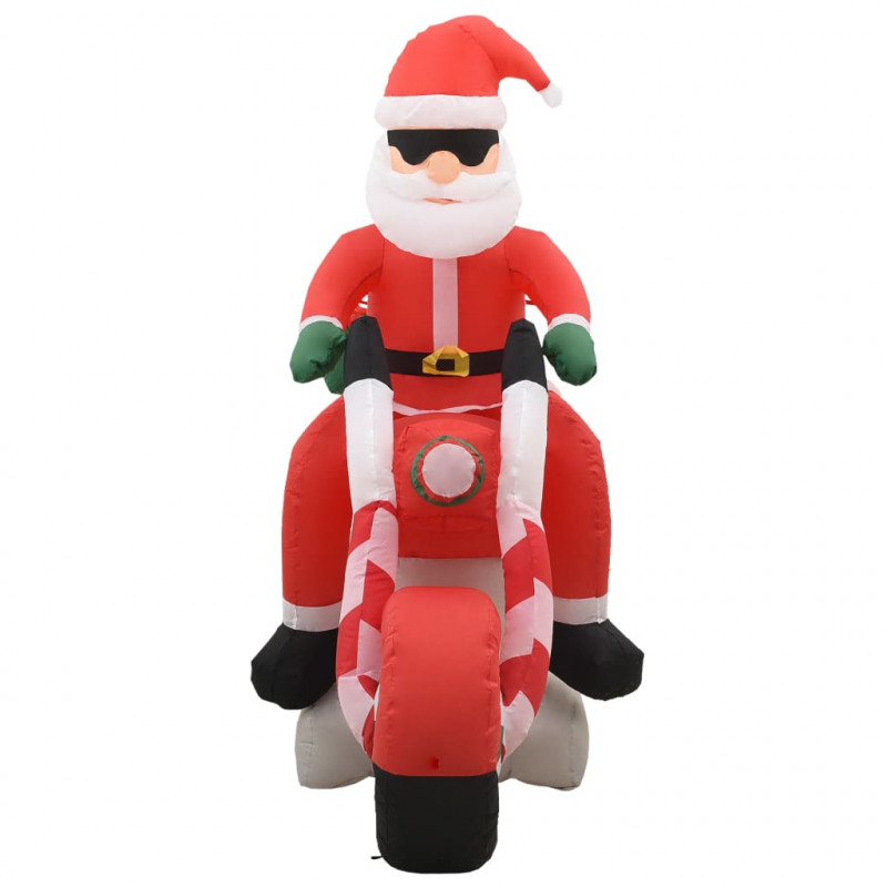 Nadmuchiwany Święty Mikołaj na motocyklu, z LED, IP44, 160 cm
