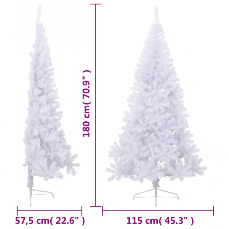 Sztuczna choinka ze stojakiem, połówka, biała, 180 cm, PVC
