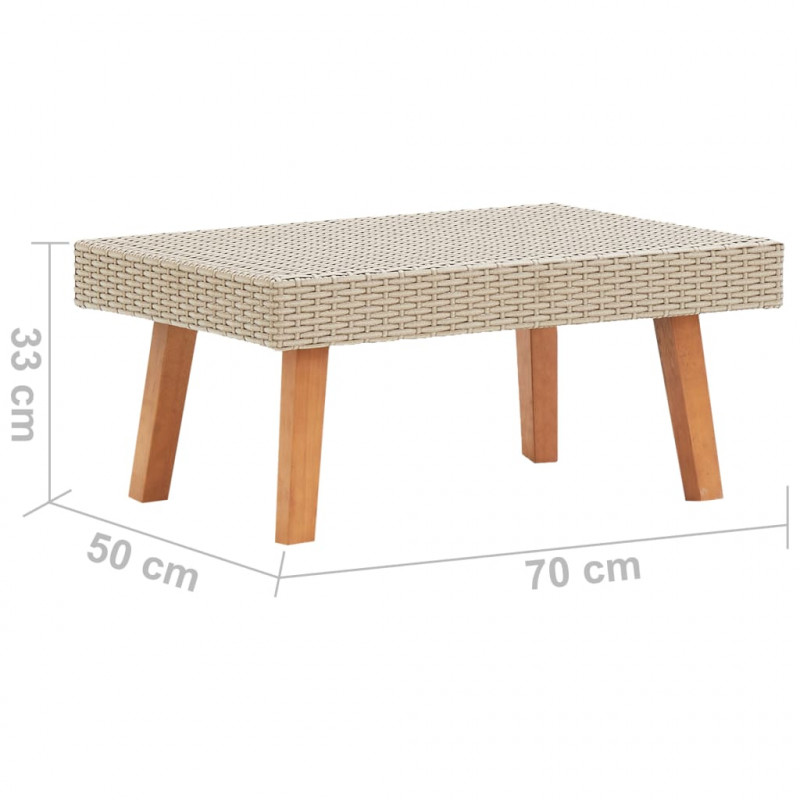 Stolik kawowy do ogrodu, rattan PE, beżowy