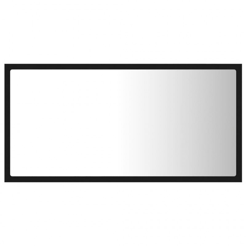 Lustro łazienkowe z LED, czarne, 80x8,5x37 cm, akryl