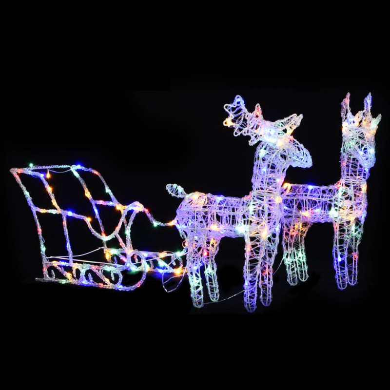 Świąteczna dekoracja renifery z saniami, 160 diod LED, 130 cm