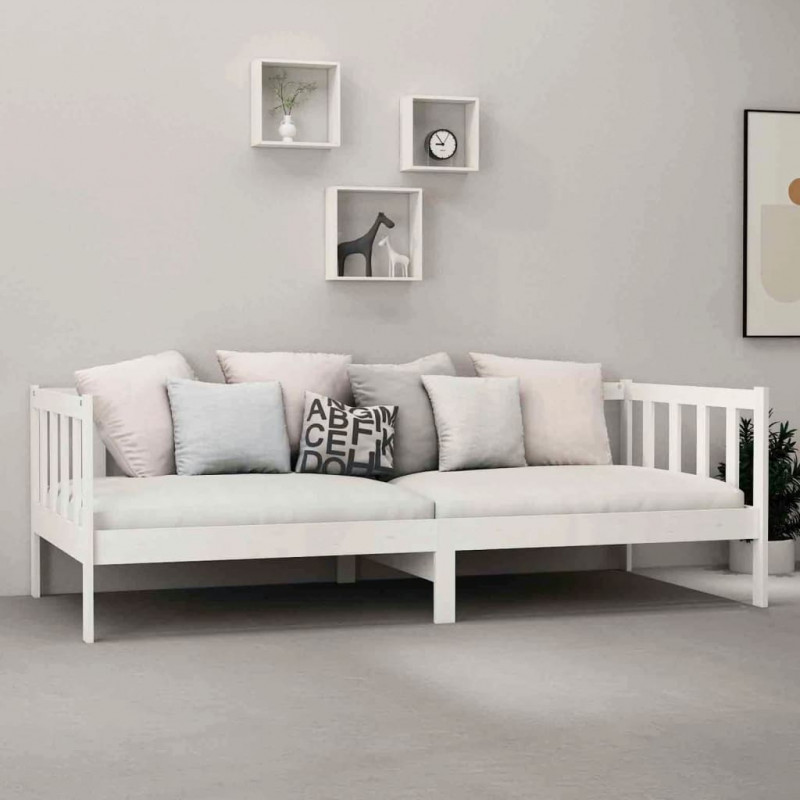 Łóżko dzienne, białe, lite drewno sosnowe, 90x200 cm
