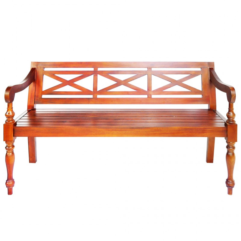 Ławka Batavia, 123 cm, lite drewno mahoniowe, ciemnobrązowa