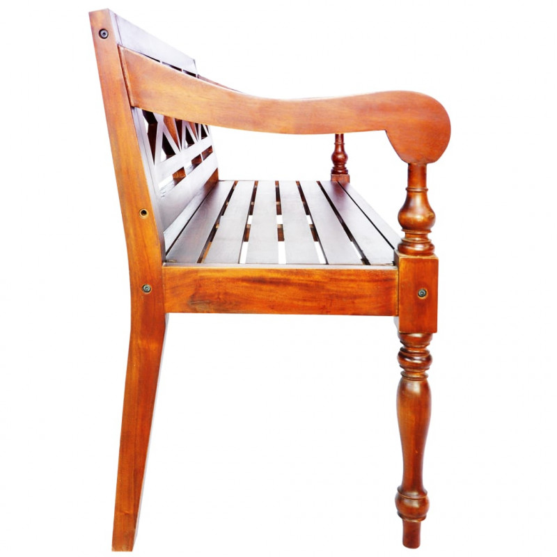 Ławka Batavia, 123 cm, lite drewno mahoniowe, ciemnobrązowa
