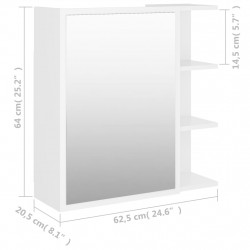 Szafka z lustrem, biała 62,5x20,5x64 cm materiał drewnopochodny