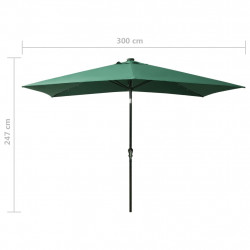 Parasol ogrodowy z LED i stalowym słupkiem, zielony, 2x3 m