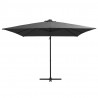Parasol wiszący z LED i stalowym słupkiem, 250x250 cm, antracyt