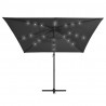 Parasol wiszący z LED i stalowym słupkiem, 250x250 cm, antracyt