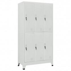 Zamykana szafka o 6 przegrodach, stalowa, 90x45x180 cm, szara