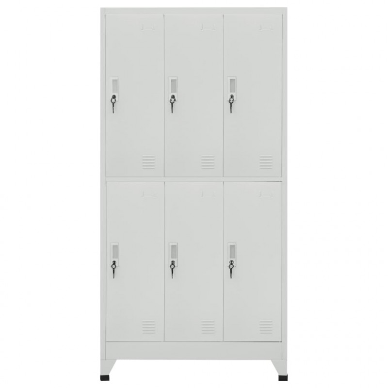 Zamykana szafka o 6 przegrodach, stalowa, 90x45x180 cm, szara