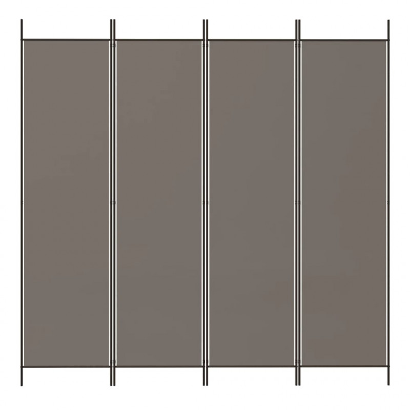 Parawan 4-panelowy, antracytowy, 200x200 cm, tkanina