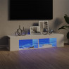 Szafka TV z lampkami LED, wysoki połysk, biała, 135x39x30 cm