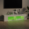 Szafka TV z lampkami LED, wysoki połysk, biała, 135x39x30 cm
