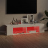 Szafka TV z lampkami LED, wysoki połysk, biała, 135x39x30 cm