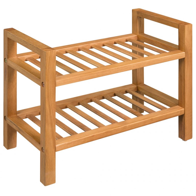 Stojak na buty z 2 półkami, 50x27x40 cm, lite drewno dębowe