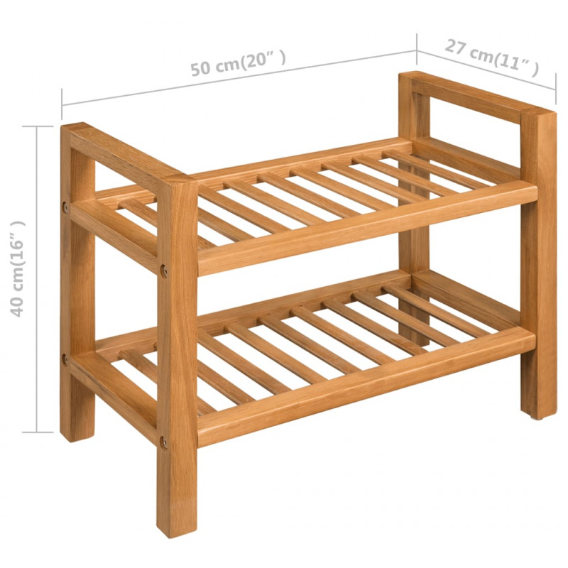 Stojak na buty z 2 półkami, 50x27x40 cm, lite drewno dębowe