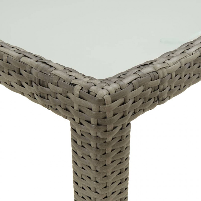 Stół ogrodowy, 150x90x75 cm, szkło hartowane i rattan PE, szary