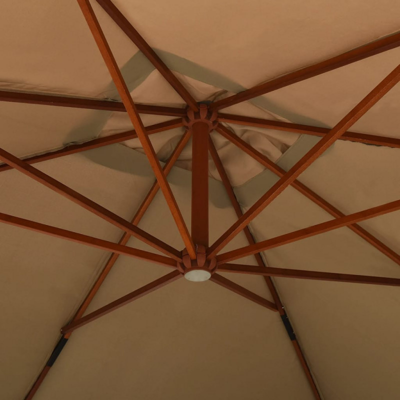 Wiszący parasol z drewnianym słupkiem, 400x300 cm, taupe