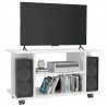 Szafka pod TV, wysoki połysk, biała, 80x40x45 cm