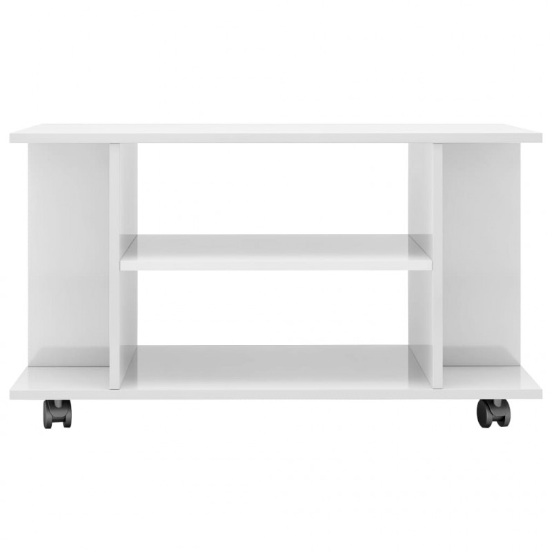 Szafka pod TV, wysoki połysk, biała, 80x40x45 cm