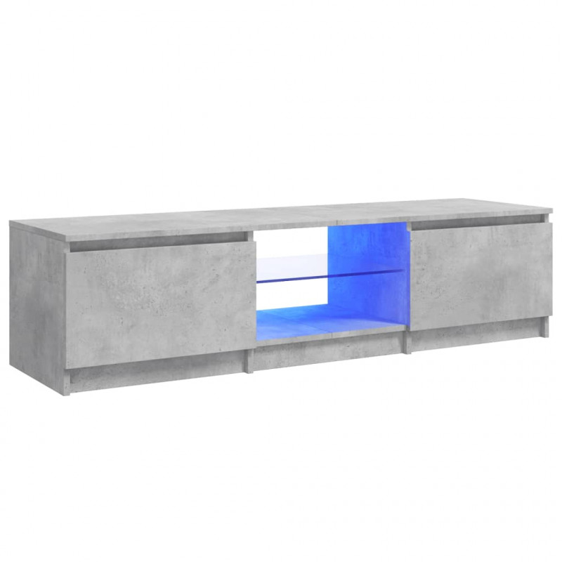 Szafka pod TV z LED, szarość betonu, 140x40x35,5 cm