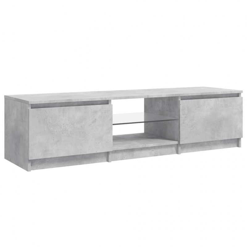 Szafka pod TV z LED, szarość betonu, 140x40x35,5 cm