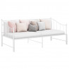Sofa z wysuwaną ramą łóżka, biała, metalowa, 90x200 cm