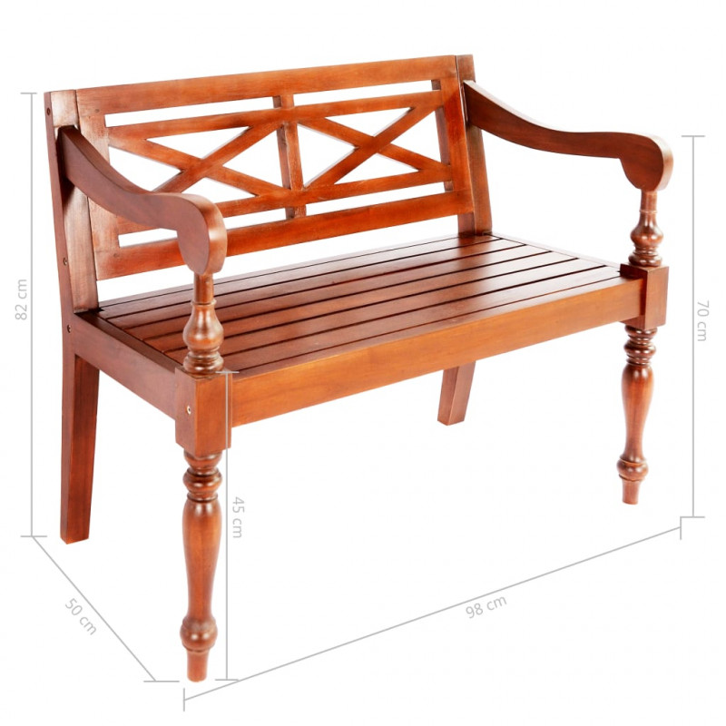 Ławka Batavia, 98 cm, lite drewno mahoniowe, ciemnobrązowa