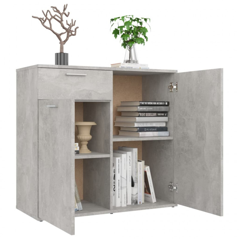 Szafka, szarość betonu, 80x36x75 cm, materiał drewnopochodny