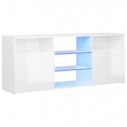 Szafka TV z oświetleniem LED, biała, połysk, 120x30x50 cm