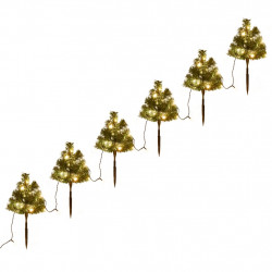 Drzewka do ozdoby ścieżki, 6 szt., ciepłe białe LED, 45 cm, PVC