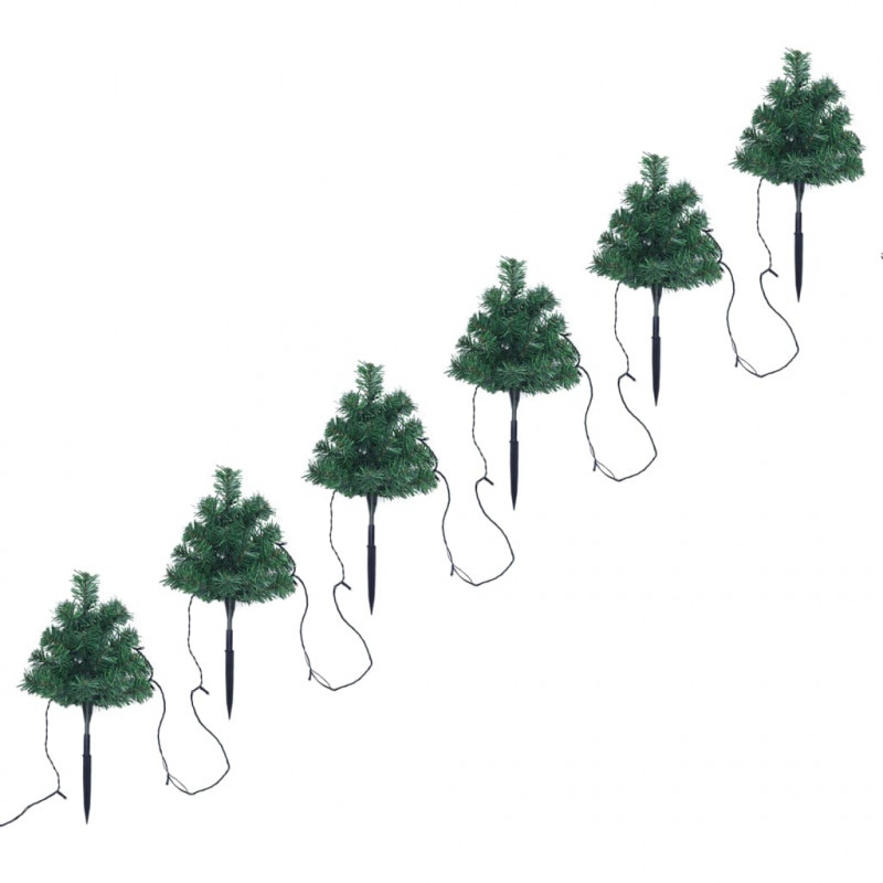 Drzewka do ozdoby ścieżki, 6 szt., ciepłe białe LED, 45 cm, PVC