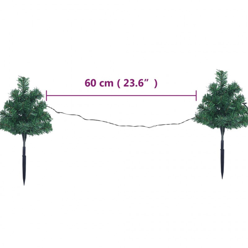 Drzewka do ozdoby ścieżki, 6 szt., ciepłe białe LED, 45 cm, PVC