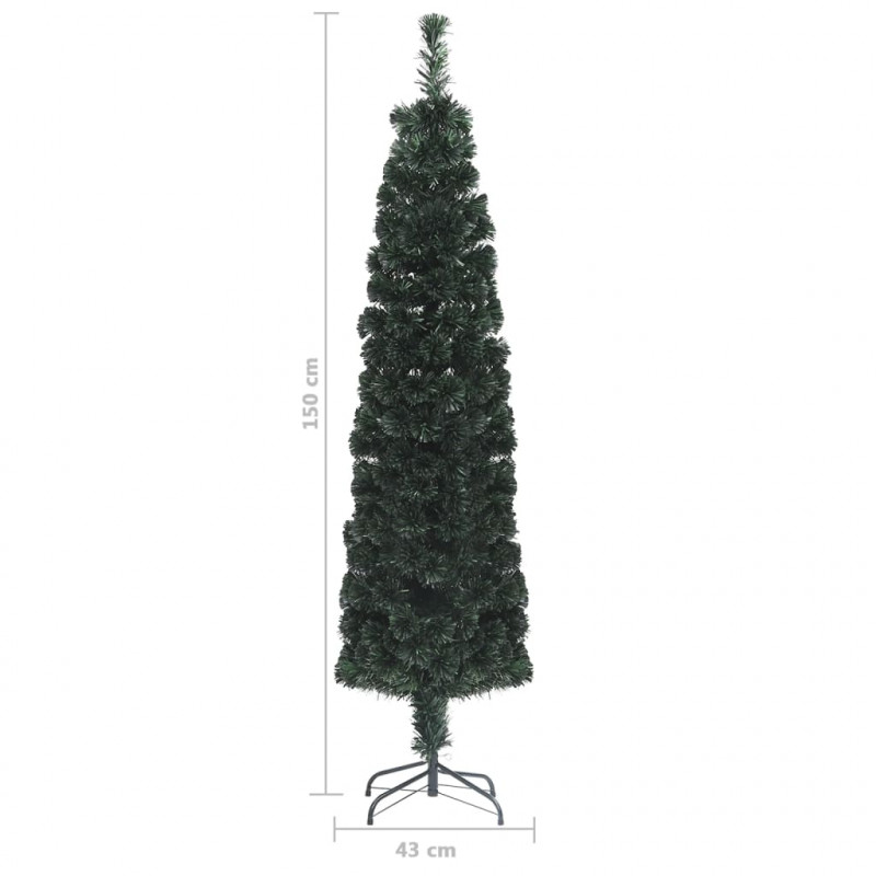 Sztuczna, wąska choinka ze stojakiem, 150 cm, włókno optyczne