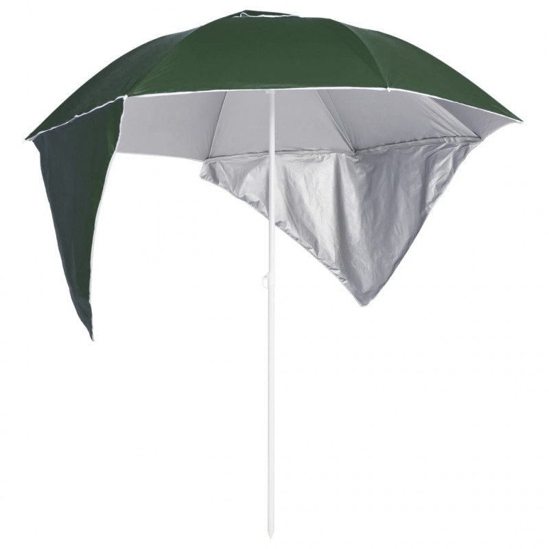 Parasol plażowy ze ściankami bocznymi, zielony, 215 cm