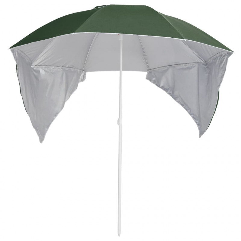 Parasol plażowy ze ściankami bocznymi, zielony, 215 cm