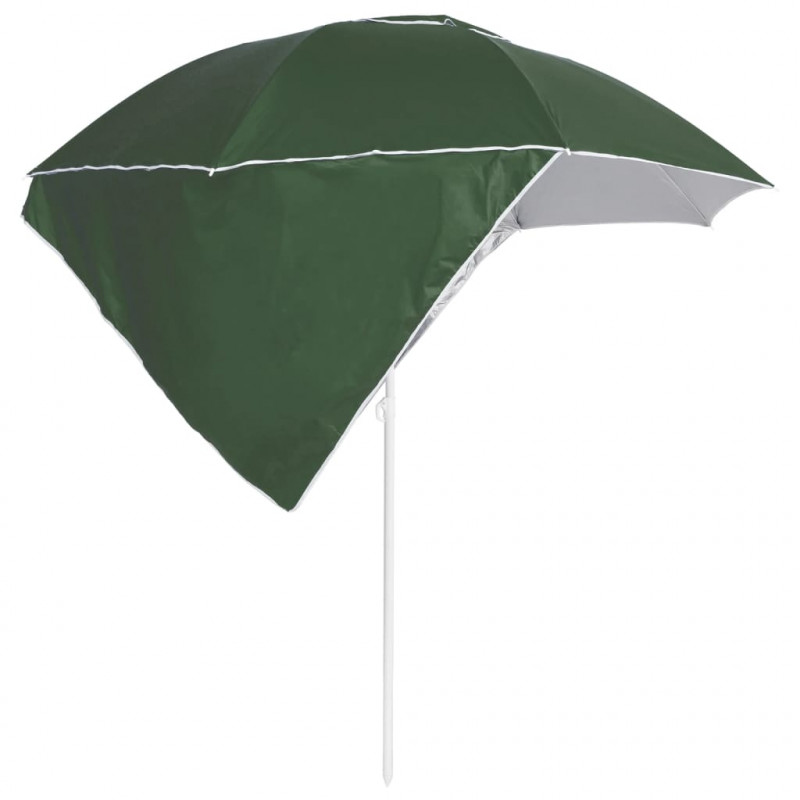 Parasol plażowy ze ściankami bocznymi, zielony, 215 cm