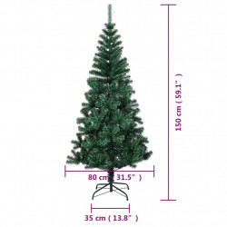 Sztuczna choinka z opalizującymi końcówkami, zielona, 150 cm