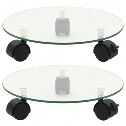 Stojaki na kwiaty, na kółkach, 2 szt., szkło, 28 cm, okrągłe