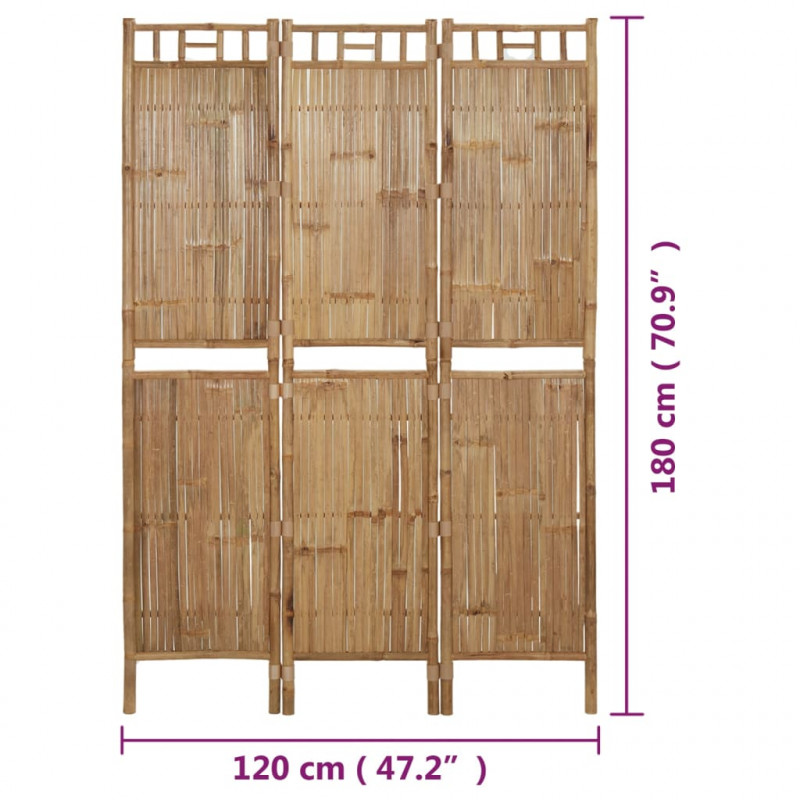 Parawan 3-panelowy, bambusowy, 120 x 180 cm