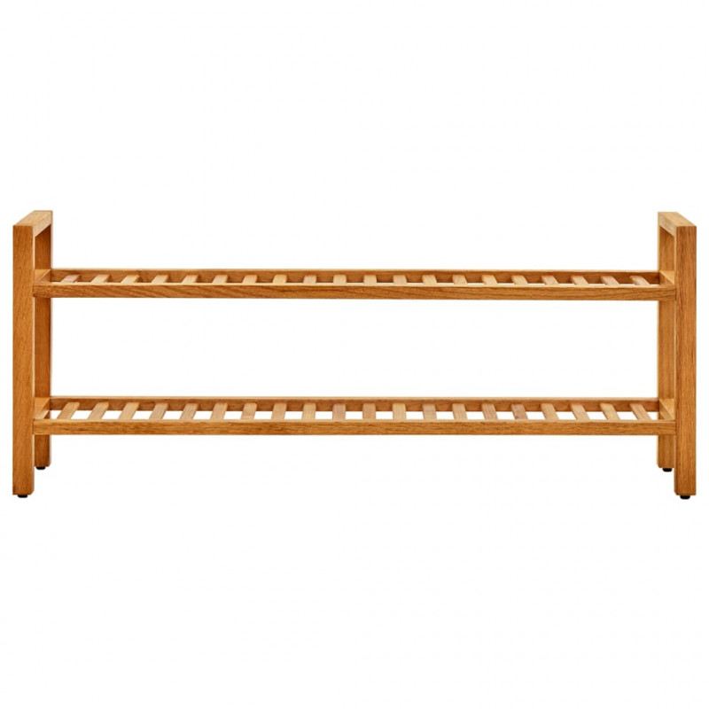 Stojak na buty z 2 półkami, 100x27x40 cm, lite drewno dębowe