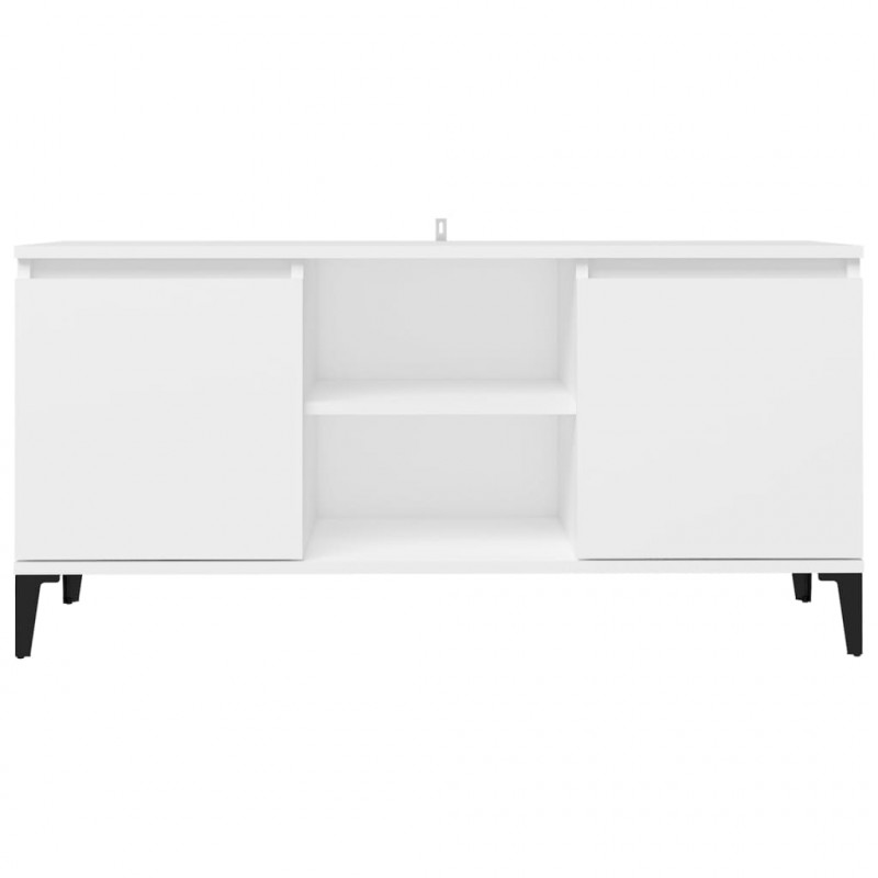 Szafka TV, metalowe nóżki, biała, 103,5x35x50 cm