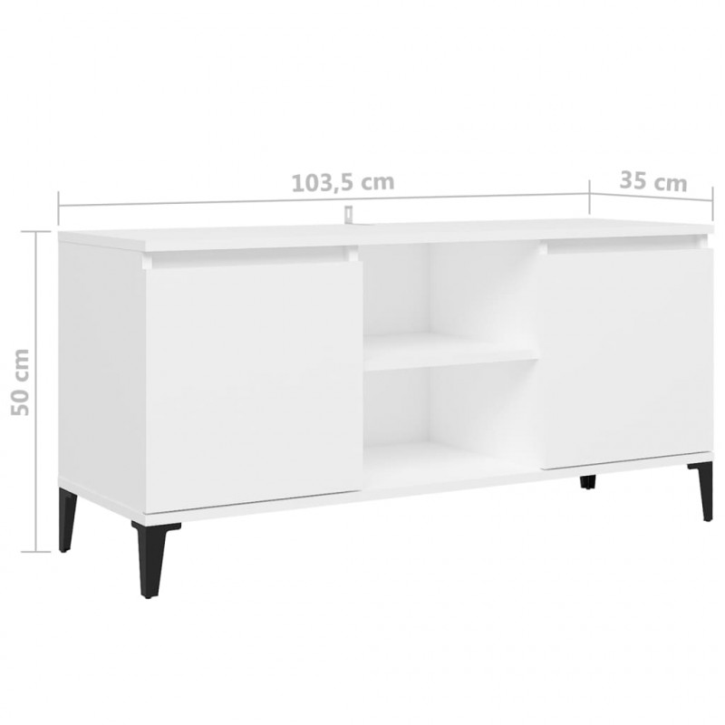 Szafka TV, metalowe nóżki, biała, 103,5x35x50 cm