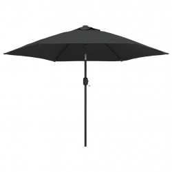 Parasol ogrodowy z LED i stalowym słupkiem, 300 cm, antracytowy