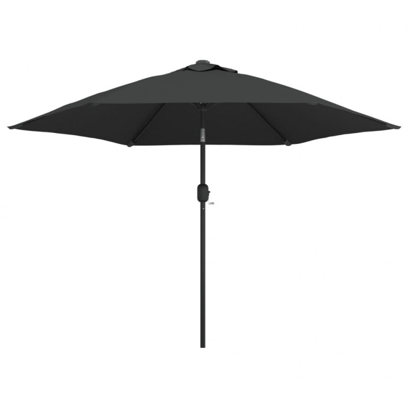 Parasol ogrodowy z LED i stalowym słupkiem, 300 cm, antracytowy