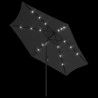 Parasol ogrodowy z LED i stalowym słupkiem, 300 cm, antracytowy