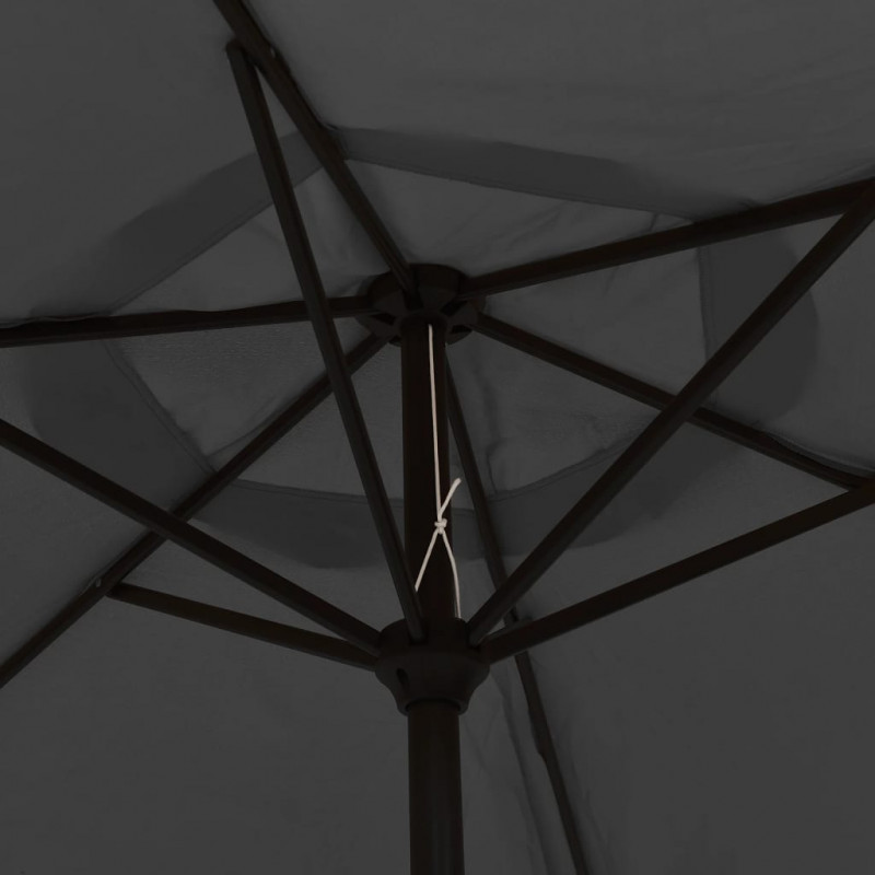 Parasol ogrodowy z LED i stalowym słupkiem, 300 cm, antracytowy
