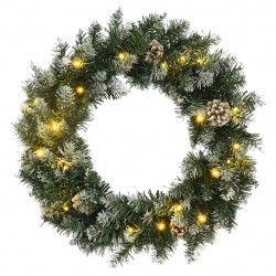Wieniec świąteczny z lampkami LED, zielony, 60 cm, PVC