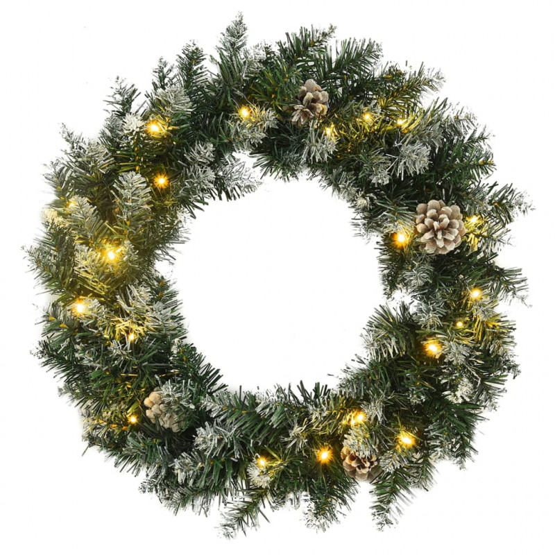 Wieniec świąteczny z lampkami LED, zielony, 60 cm, PVC