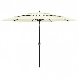 3-poziomowy parasol na aluminiowym słupku, piaskowy, 3 m